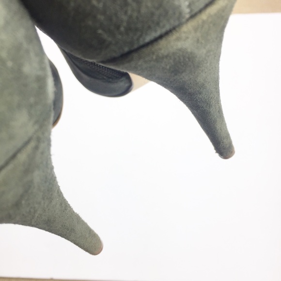 Colin Stuart Green Leather Suede Fringe Ankle Boot - Picture 3 of 6